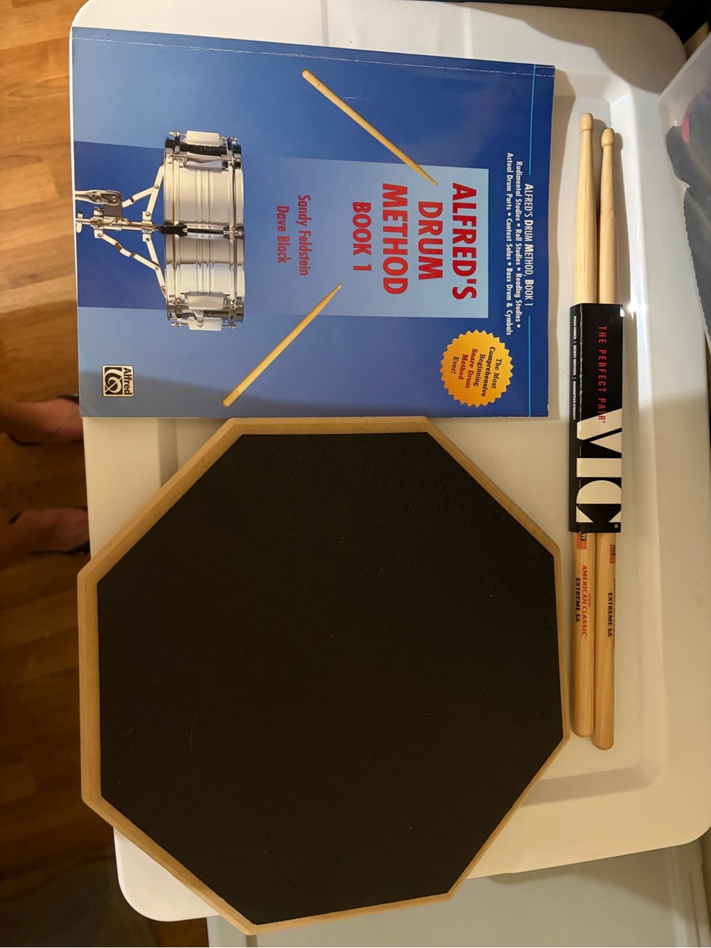 Alfred Blue Drum Method Book 1 with Silver Snare and Yellow Sticks